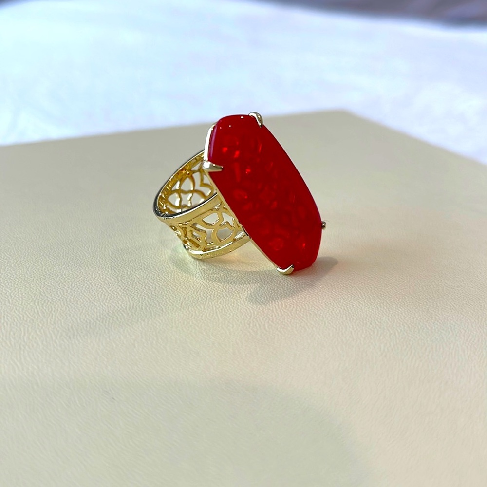 Kendra Scott statement ring with red stone